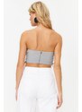 Trendyol Gray Crop Lined Woven Tie Bustier