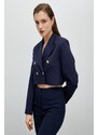 Koton Buttoned Crop Blazer Jacket Double Breasted