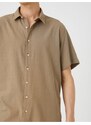 Koton Summer Shirt with Short Sleeves, Classic Collar Buttoned Cotton