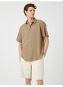 Koton Summer Shirt with Short Sleeves, Classic Collar Buttoned Cotton