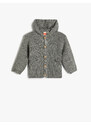 Koton Hooded Knit Cardigan Button Closure Pocket Detailed