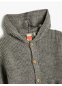 Koton Hooded Knit Cardigan Button Closure Pocket Detailed