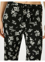 Koton Floral Wide Leg Trousers Tie Waist High Waist Comfortable Fit