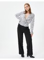 Koton Long Sleeve Blouse Pleated V-Neck with Ruffle Detailed.