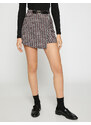 Koton Mini Shorts Skirt with Belt Detail Houndstooth Pattern