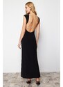 Trendyol Black Decollete Decollete Fitted Maxi Elastic Knitted Maxi Dress