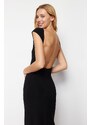 Trendyol Black Decollete Decollete Fitted Maxi Elastic Knitted Maxi Dress