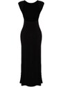 Trendyol Black Decollete Decollete Fitted Maxi Elastic Knitted Maxi Dress