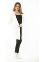 Şans Women's Large Size Bone Knitwear Thick Cardigan