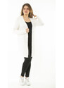 Şans Women's Large Size Bone Knitwear Thick Cardigan