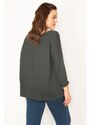 Şans Women's Plus Size Smoked Colored Cardigan with Front Buttons, V-neck