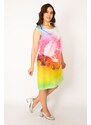 Şans Women's Plus Size Colorful Tie Dye Pattern Dress