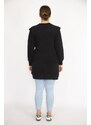 Şans Women's Plus Size Black 3 Thread Shoulder Detailed Sweatshirt Dress