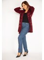 Şans Women's Plus Size Claret Red Sequin Detailed Cardigan