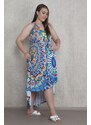 Şans Women's Plus Size Multicolored Multicolored Dress with Decollete