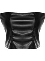 Trendyol Black Faux Leather Strapless Back Zippered Crop Bustier