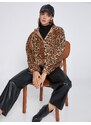 Koton Leopard vzorovaná plyšová bunda s kapucí