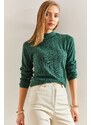 Bianco Lucci Women's Turtleneck Corduroy Knitwear Sweater