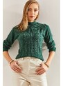 Bianco Lucci Women's Turtleneck Corduroy Knitwear Sweater