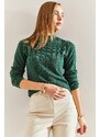 Bianco Lucci Women's Turtleneck Corduroy Knitwear Sweater