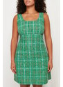 Trendyol Curve Green Tweed Woven Plus Size Dress