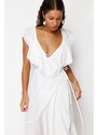 Trendyol Bridal Ecru Maxi Woven Tied Beach Dress