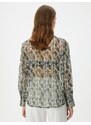 Koton Chiffon Blouse Long Sleeve Snakeskin Patterned Frilly