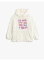 Koton Oversized Hoodie Sweatshirt Printed Long Sleeve