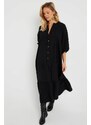 Cool & Sexy Women's Loose Midi Dress Black Q982