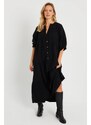 Cool & Sexy Women's Loose Midi Dress Black Q982