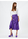 Koton Satin Pleated Skirt Midi Length