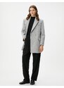 Koton Double Breasted Coat Buttoned Pocket Detailed