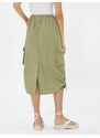 Koton Parachute Skirt Midi Large Pockets with Stopper Detail.