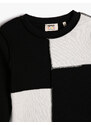 Koton Long Sleeve T-Shirt Crew Neck Color Contrast Stitch Detail Ribbed