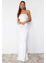 Trendyol Bridal White Fish Knitted Long Wedding/Wedding Evening Dress