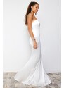 Trendyol Bridal White Fish Knitted Long Wedding/Wedding Evening Dress