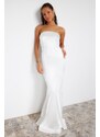 Trendyol Bridal White Fish Knitted Long Wedding/Wedding Evening Dress