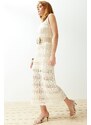 Trendyol Stone Maxi Knitwear Lined Openwork/Pierced Dress