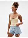 Koton Crop Undershirt Slim Strap U Neck Ribbed