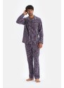 Dagi Navy Blue Plaid Pajamas Set