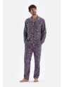 Dagi Navy Blue Plaid Pajamas Set