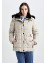 DEFACTO Waterproof Regular Fit Faux Fur Puffer Jacket