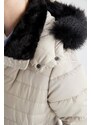 DEFACTO Waterproof Regular Fit Faux Fur Puffer Jacket