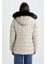 DEFACTO Waterproof Regular Fit Faux Fur Puffer Jacket