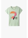 Koton Parrot Embroidered Sequins T-Shirt Short Sleeved Crew Neck Cotton