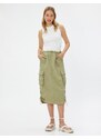 Koton Parachute Skirt Midi Large Pockets with Stopper Detail.