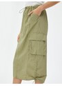 Koton Parachute Skirt Midi Large Pockets with Stopper Detail.