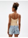 Koton Crop Undershirt Slim Strap U Neck Ribbed