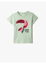 Koton Parrot Embroidered Sequins T-Shirt Short Sleeved Crew Neck Cotton