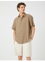 Koton Summer Shirt with Short Sleeves, Classic Collar Buttoned Cotton